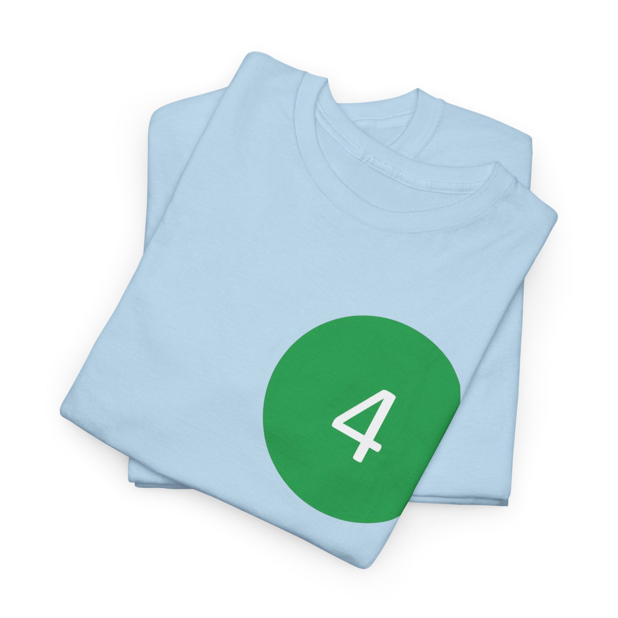 Number 4 Minimalist Tee — Green Circle Chest Graphic