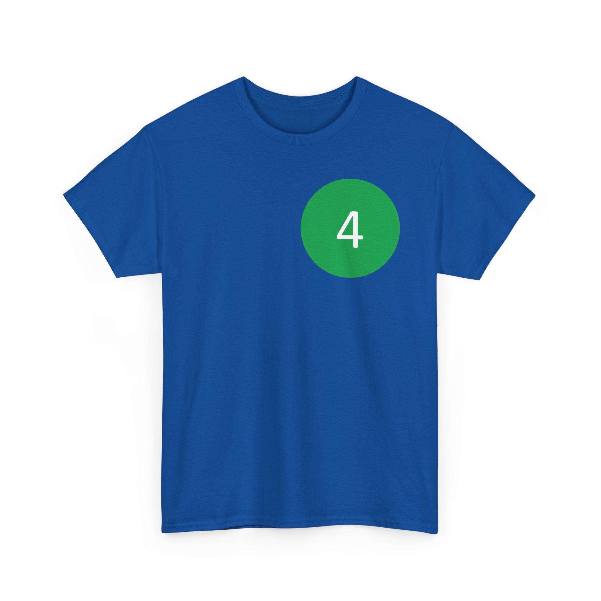 Number 4 Minimalist Tee — Green Circle Chest Graphic