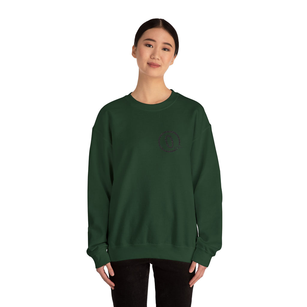 Minimal Distressed Patch Crewneck Sweatshirt — Forest Green