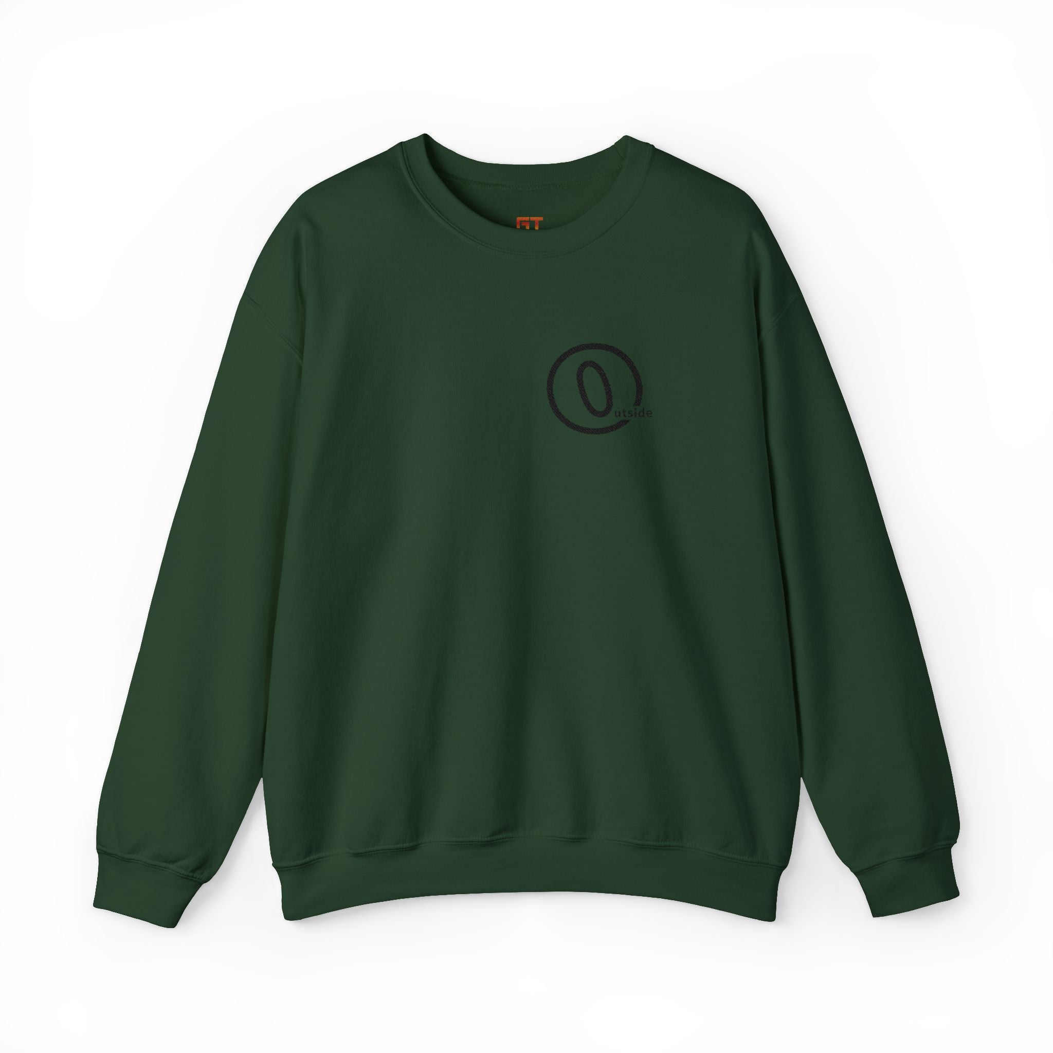Minimal Distressed Patch Crewneck Sweatshirt — Forest Green