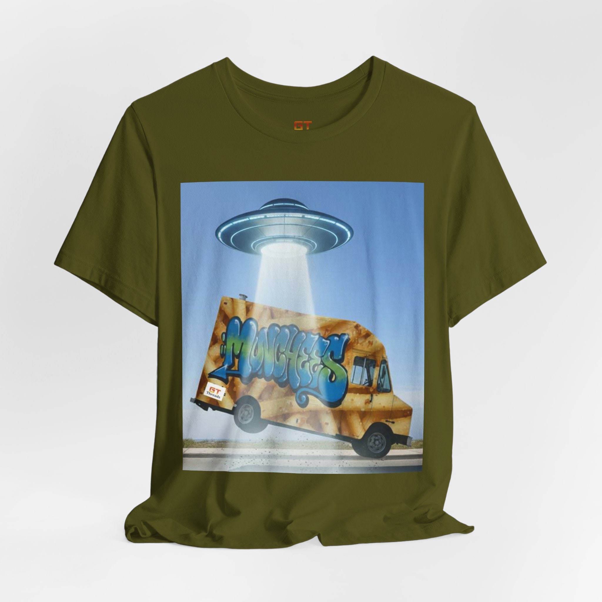 Alien Food Truck Graphic Tee — Retro UFO Abduction Street Art T-Shirt