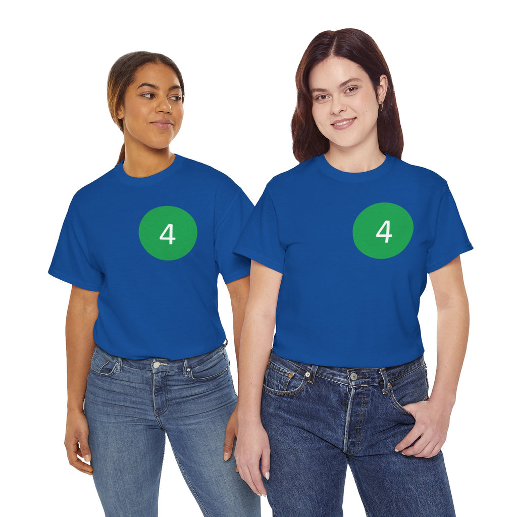 Number 4 Minimalist Tee — Green Circle Chest Graphic