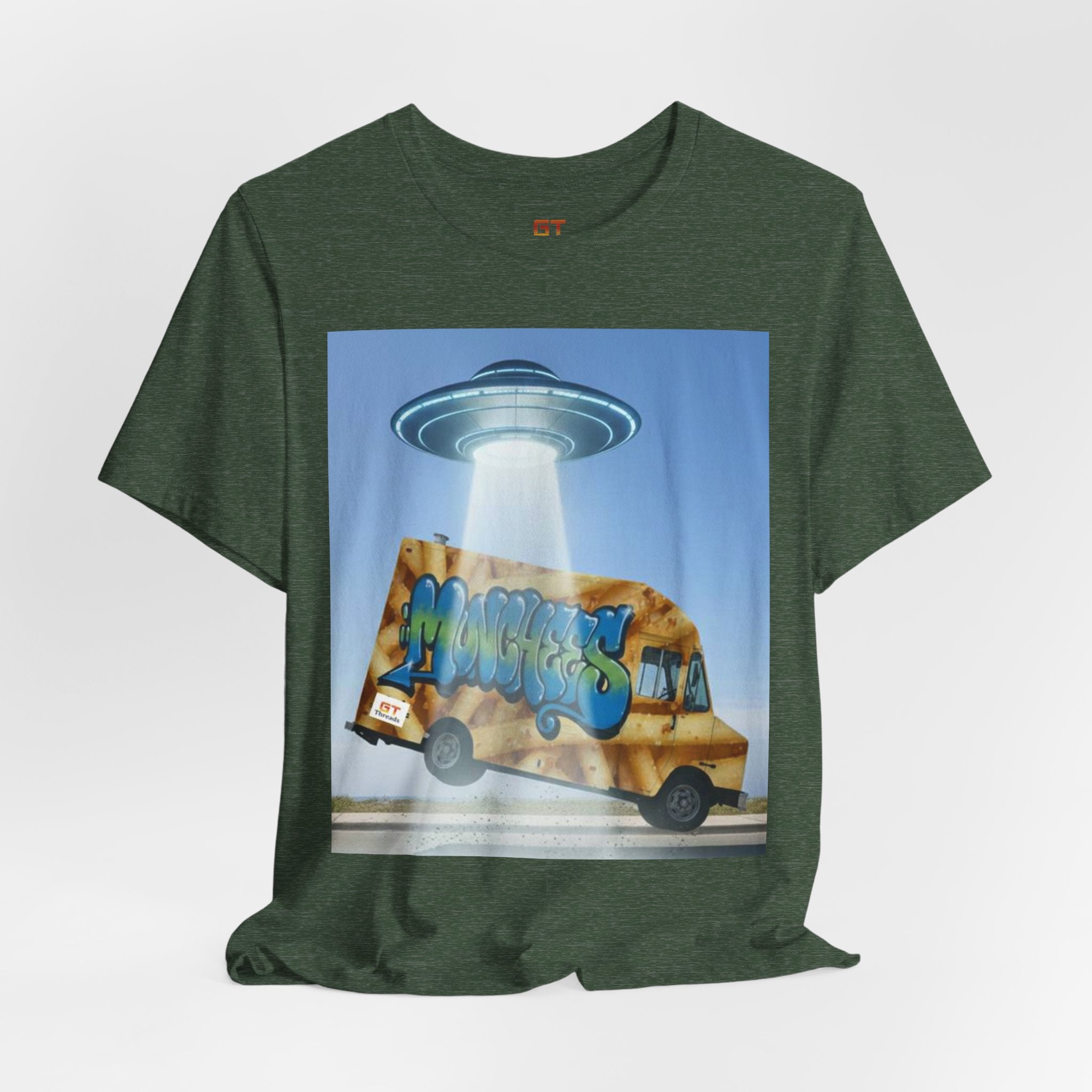 Alien Food Truck Graphic Tee — Retro UFO Abduction Street Art T-Shirt