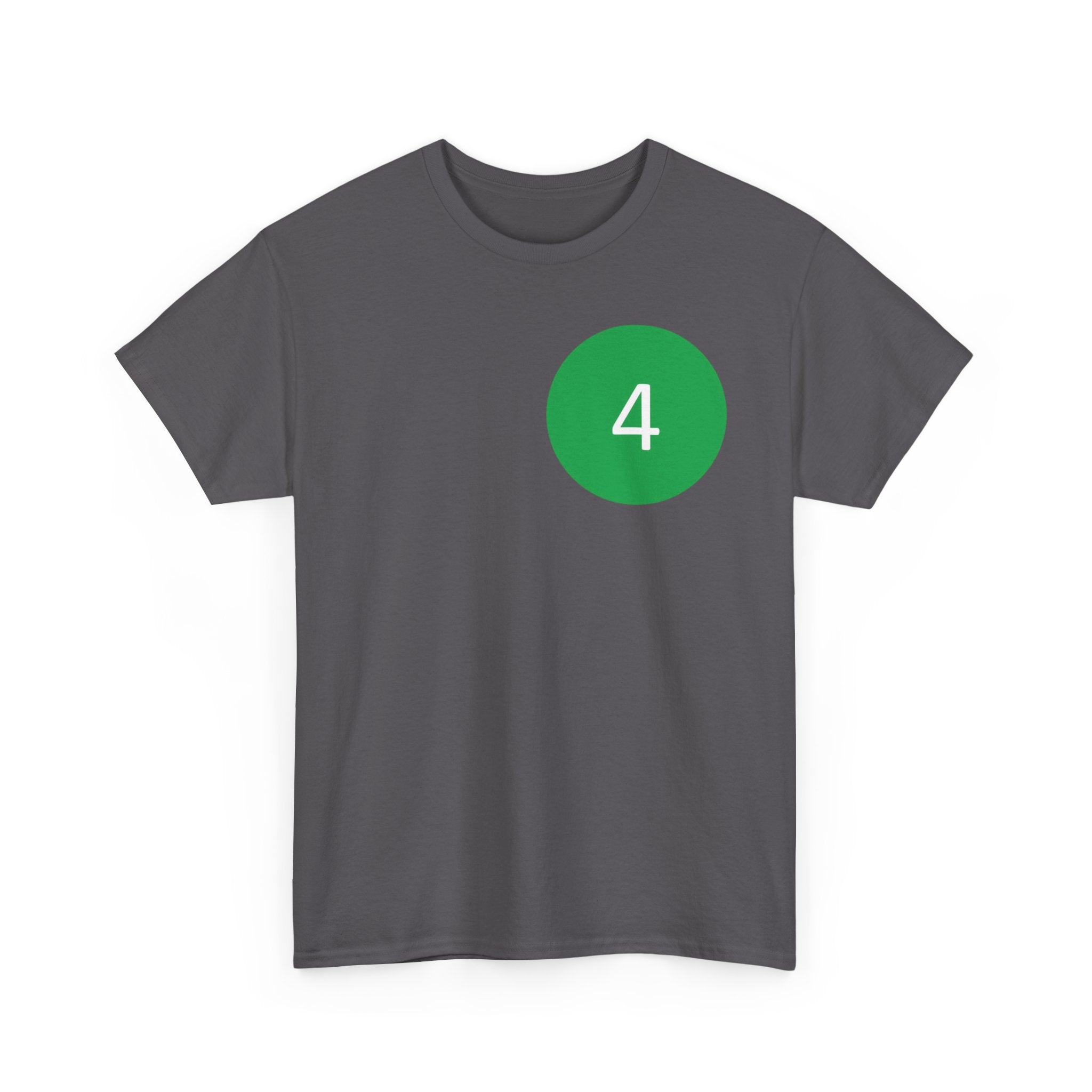 Number 4 Minimalist Tee — Green Circle Chest Graphic