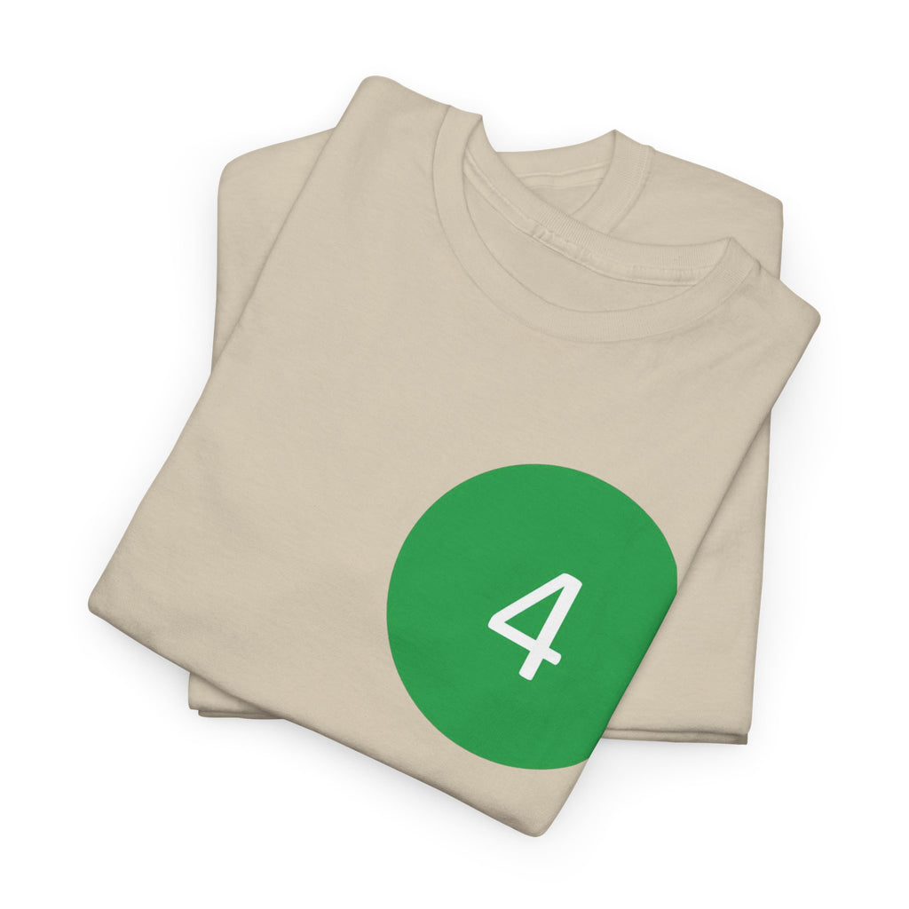 Number 4 Minimalist Tee — Green Circle Chest Graphic