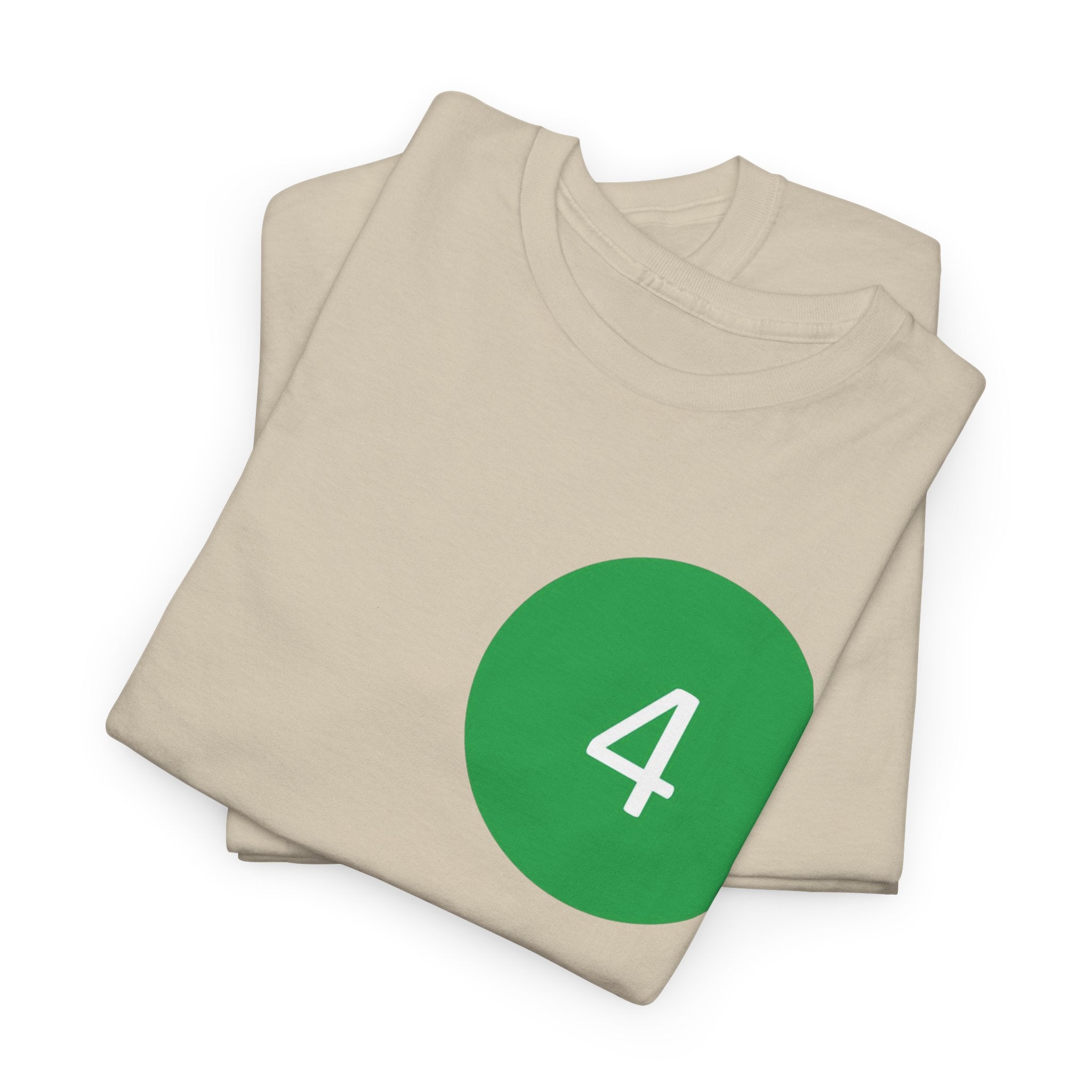 Number 4 Minimalist Tee — Green Circle Chest Graphic