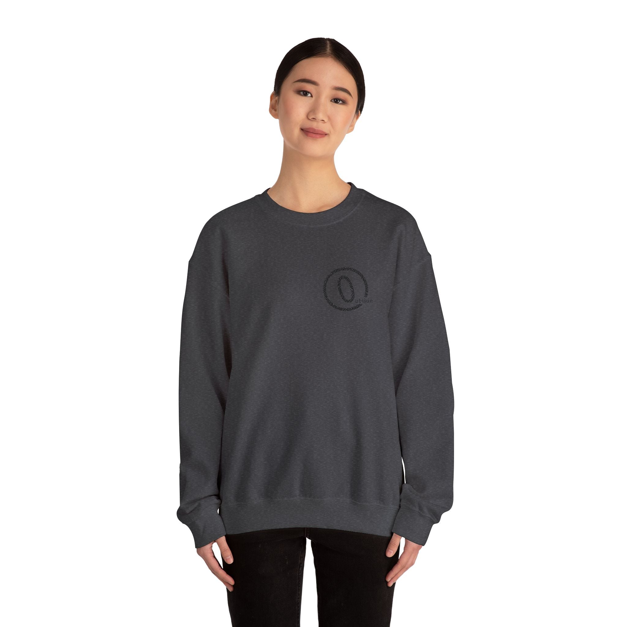 Minimal Distressed Patch Crewneck Sweatshirt — Forest Green