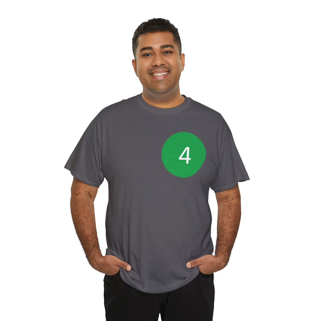 Number 4 Minimalist Tee — Green Circle Chest Graphic