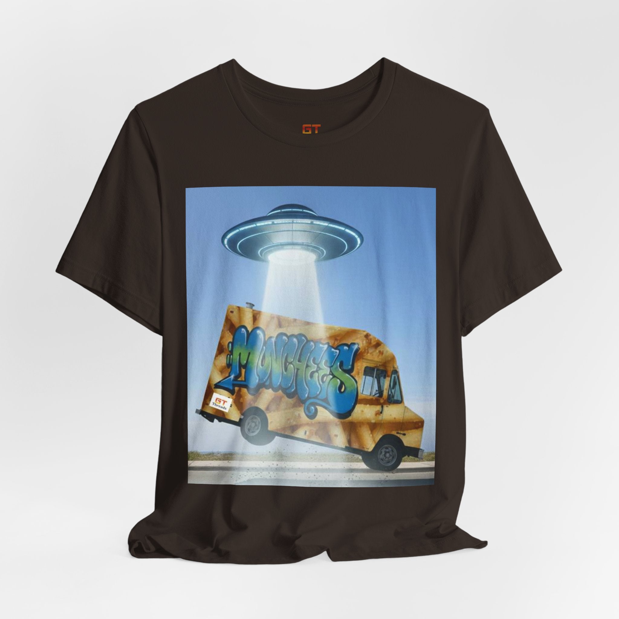 Alien Food Truck Graphic Tee — Retro UFO Abduction Street Art T-Shirt
