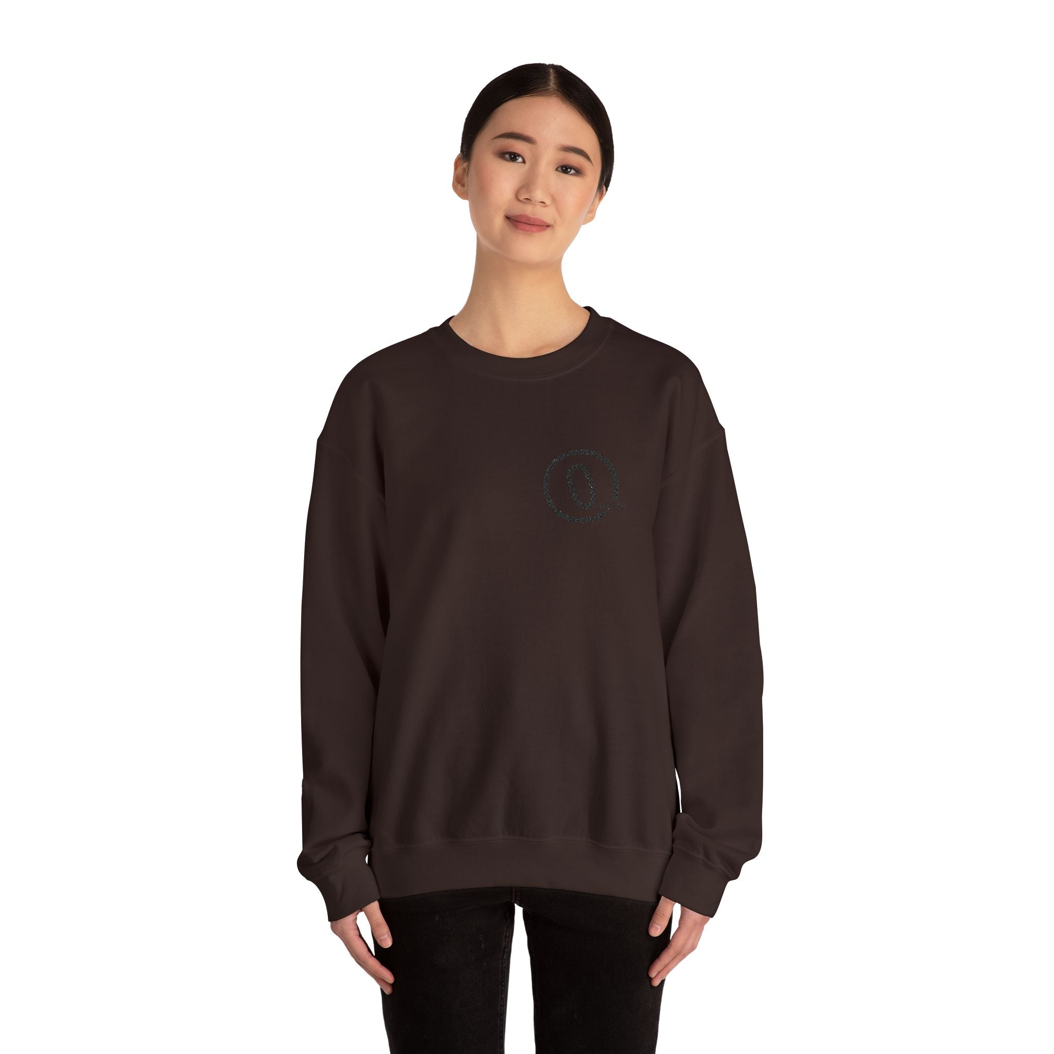 Minimal Distressed Patch Crewneck Sweatshirt — Forest Green